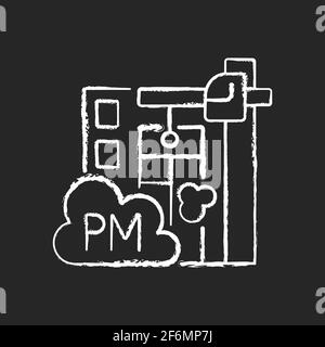 Demolition sites chalk white icon on black background Stock Vector