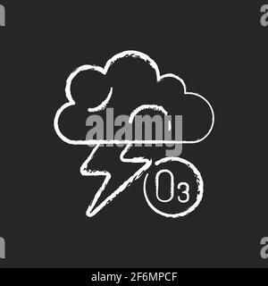 Lightning chalk white icon on black background Stock Vector