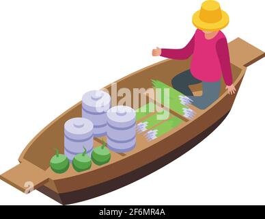 Local floating market icon. Isometric of Local floating market vector icon for web design isolated on white background Stock Vector