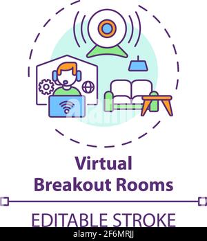 Virtual breakout rooms concept icon Stock Vector