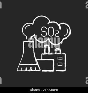 Power plant chalk white icon on black background Stock Vector
