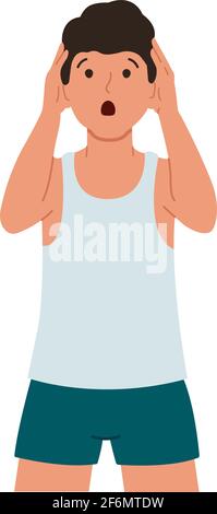 Flat vector illustration of a guy experiencing anxiety. The concept of a mental disorder. Stock Vector