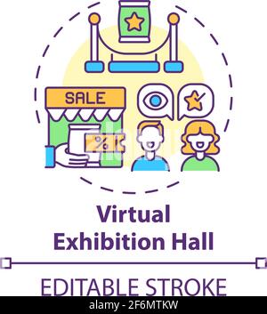 Virtual exhibition hall concept icon Stock Vector