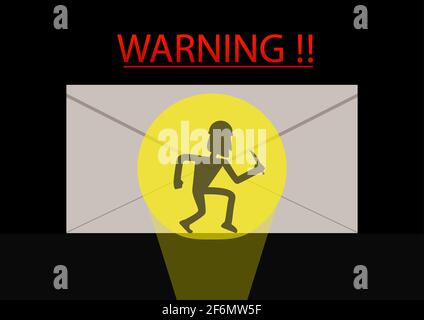 Detected thief in phishing mail, vector art Stock Vector