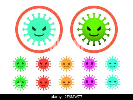 Isolated Flat Virus and Cancer on white, vector art Stock Vector