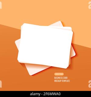 White blank business cards mockup realistic template mockup with shadows on two color background Stock Vector