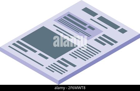 Newspaper journal icon. Isometric of Newspaper journal vector icon for web design isolated on white background Stock Vector