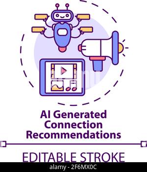 AI generated connection recommendations concept icon Stock Vector