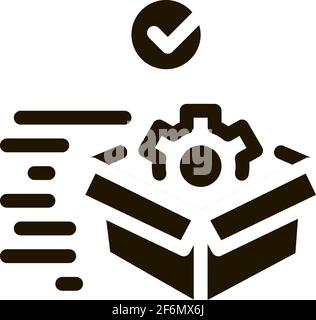 mechanical gear in box, fast delivery icon Vector Glyph Illustration Stock Vector