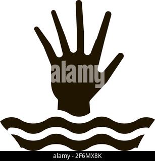 saving drowning man icon Vector Glyph Illustration Stock Vector