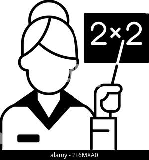 Pink collar worker black linear icon Stock Vector