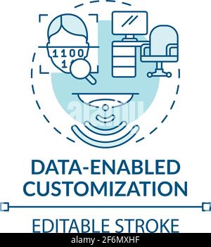 Data-enabled customization concept icon Stock Vector