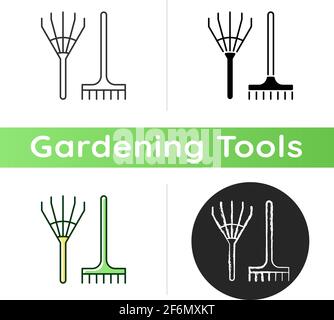 Lawn rake linear icon concept. Lawn rake line vector sign, symbol ...