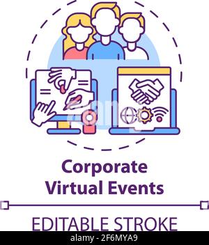 Corporate virtual events concept icon Stock Vector