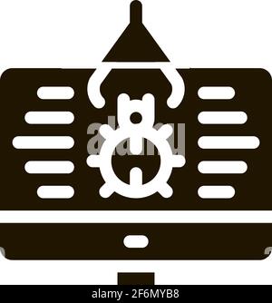 repair program bug icon Vector Glyph Illustration Stock Vector