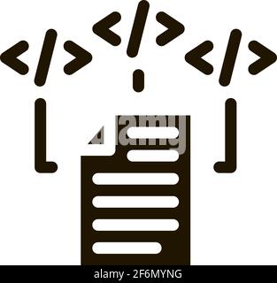 Coding script file symbol glyph vector illustration. HTML tag, system ...