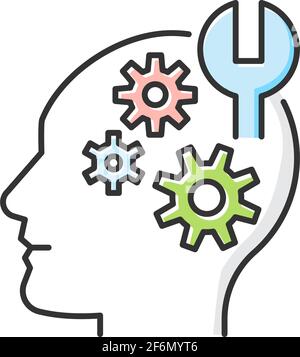 Learning new skills RGB color icon Stock Vector