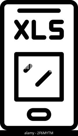 Phone xls icon. Outline phone xls vector icon for web design isolated on white background Stock Vector