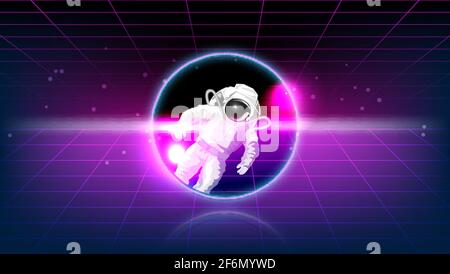 Cosmos futuristic abstract background, quantum space exploration and technology vector poster. Stock Vector