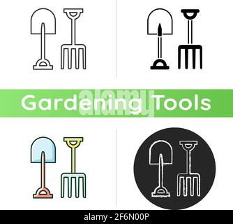 Garden fork and spade icon Stock Vector
