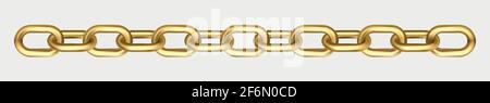 Metal gold chain on white panoramic background - Vector illustration Stock Vector
