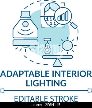Adaptable interior lighting concept icon Stock Vector