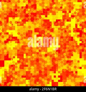 Lava Halftone Modern Design Backdrop. Hot Red Bright Pixel Camouflage Stock Vector