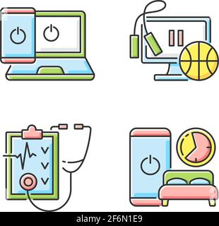 Healthy lifestyle RGB color icons set Stock Vector