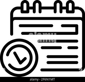 Task schedule approved calendar icon. Outline Task schedule approved calendar vector icon for web design isolated on white background Stock Vector