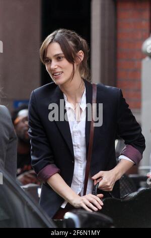 Keira Knightley on the set of 'Can A Song Save Your Life?' in New York City on July 12, 2012. The film's title was changed from 'Can a Song Save Your Life?' To 'Begin Again.'  Photo Credit: Henry McGee/MediaPunch Stock Photo