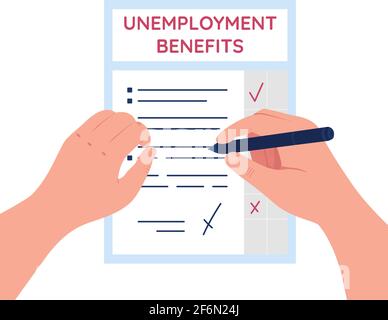 Unemployment benefits document flat concept vector illustration Stock Vector