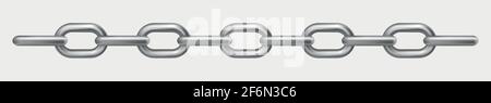 Metal silver chain on white panoramic background - Vector illustration Stock Vector