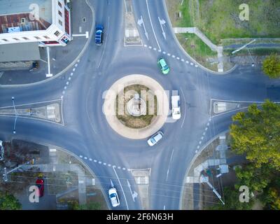 Aerial view showing a roundabout junction. Verwood, Dorset, UK Stock ...
