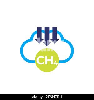 reduce methane emissions, CH4 vector icon