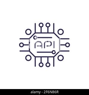 api icon for web, line vector design Stock Vector