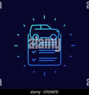 car service list line icon, vector Stock Vector