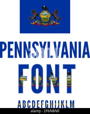 Pennsylvania USA state flag font. Numbers and symbols stylized by state ...