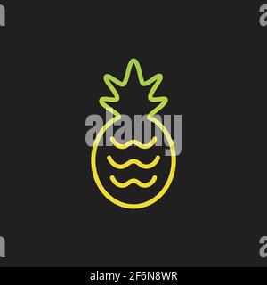Pineapple simple vector gradient cute fruit icon Stock Vector
