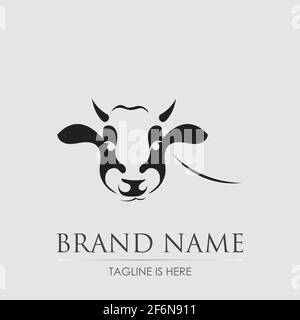 Cow head design vector on gray background. farm Animal Stock Vector