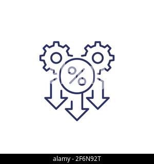 percent down or rate reducing line icon Stock Vector