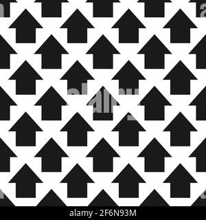 Seamless pattern with up arrows on white background. Simple graphic symmetric background. Geometric suprematism seamless texture. Stock Vector