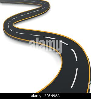 Realistic winding motor road stretching into the horizon - Vector illustration Stock Vector