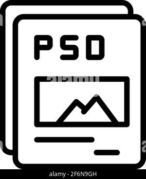 Psd document icon. Outline psd document vector icon for web design isolated on white background Stock Vector