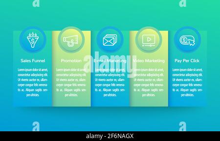 digital marketing infographics with line icons Stock Vector