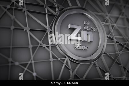 Abstract geometric symbol of the chemical element zinc. 3d render. Stock Photo