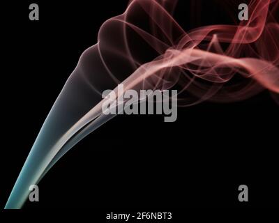 Abstract shape smoke swirls  gradient color on black background. Elegant colorful curves wallpaper Stock Photo