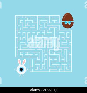 Easter bunny eyeball kids maze game labyrinth. Stock Vector