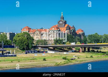 DRESDEN, GERMANY, 23 JULY 2020: Elbe riverbanks Stock Photo