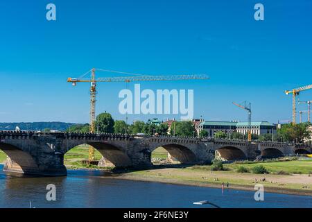 DRESDEN, GERMANY, 23 JULY 2020: Elbe riverbanks Stock Photo