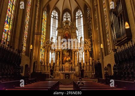 ERFURT, GERMANY, 28 JULY 2020: Interior of Erfurt Cathedral Stock Photo